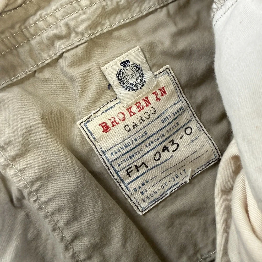 Y2K J Crew Cargo Shorts Men 38 Khaki Broken In Preppy Grunge Military Drawstring